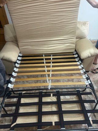 Sofá-cama beige tela