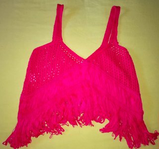 Top Crochet Rosa Fucsia con Flecos