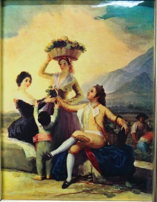 Goya. La maja desnuda y La vendimia. Esmaltes enmarcados.