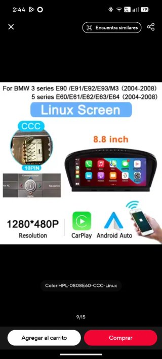 Pantalla BMW E90 E60 Android Auto CarPlay