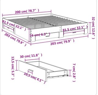 Cama 200x200 con 4 cajones