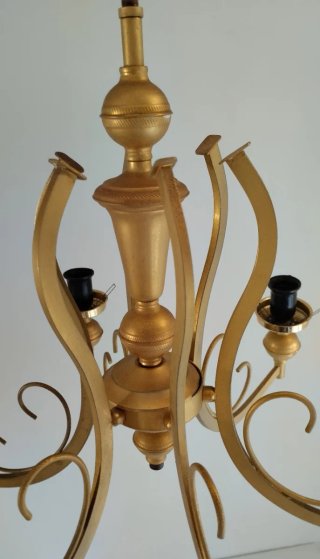 Lámpara Techo Araña 6 Brazos Vintage Dorada
