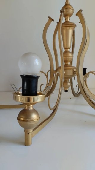 Lámpara Techo Araña 6 Brazos Vintage Dorada