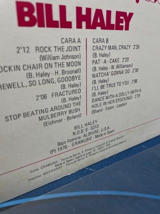 disco, LP, Bill Haley – Rey Del Rock & Roll Gramusic, GM-505 LP, Comp 1976, Spain