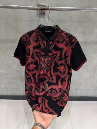 Dolce & Gabbana Polo Rojo y Blanco Estampado
