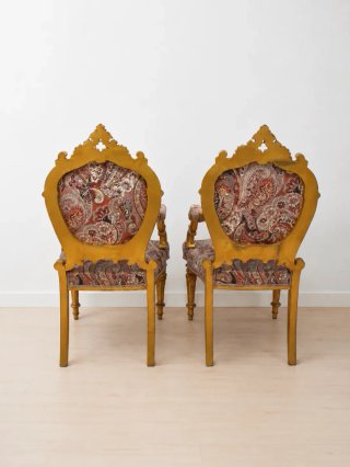 Antiguos sillones Luis XV oro tapicería cachemir