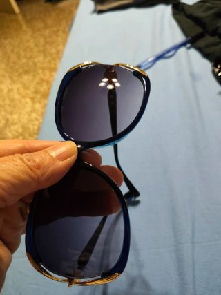 Occhiali da sole oversize blu petrolio e oro