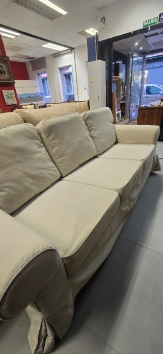 Sofá 3 plazas beige tela