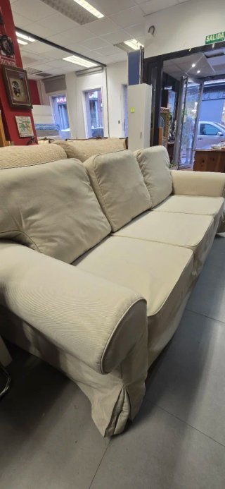 Sofá 3 plazas beige tela
