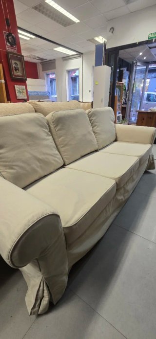 Sofá 3 plazas beige tela