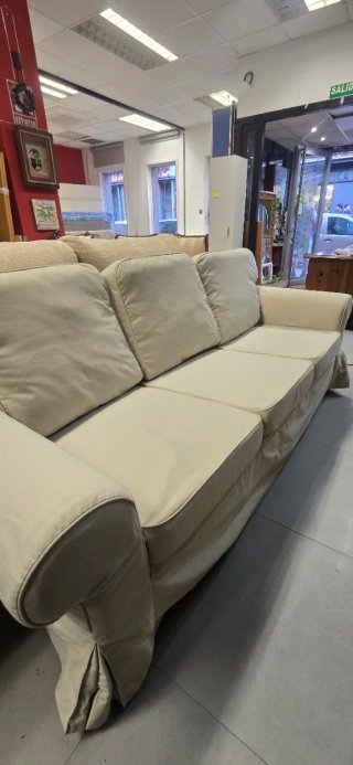 Sofá 3 plazas beige tela