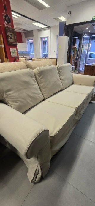 Sofá 3 plazas beige tela