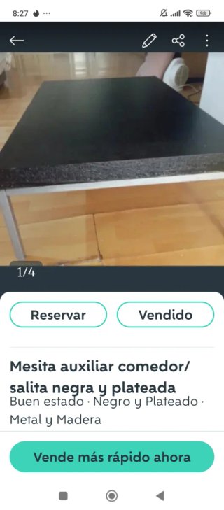 Mesita auxiliar comedor negra y plateada