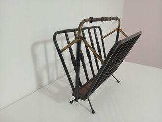 Portariviste Vintage Legno Tornito Ferro Nero
