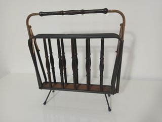 Portariviste Vintage Legno Tornito Ferro Nero