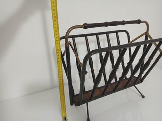 Portariviste Vintage Legno Tornito Ferro Nero
