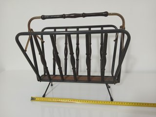 Portariviste Vintage Legno Tornito Ferro Nero