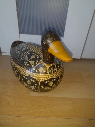 Pato de madera statua caja de secretis decorada 25