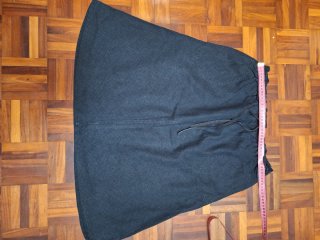 Falda H&M Lino T44 Bolsillos Azul