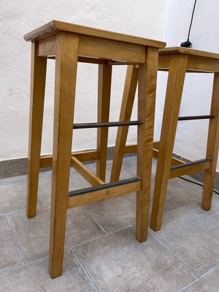 2 Taburetes Altos Madera y Metal