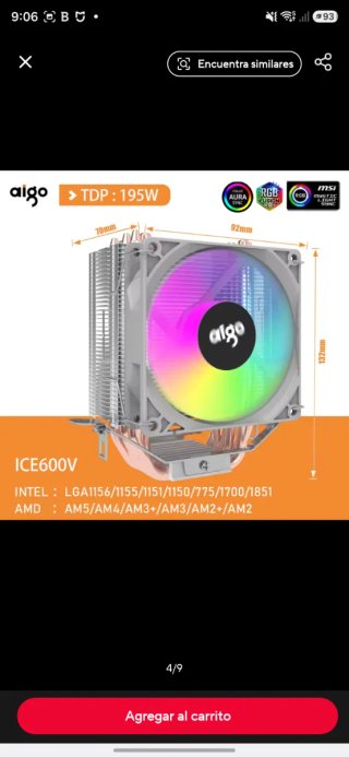 Disipador CPU Aigo ICE200PRO RGB Intel/AMD