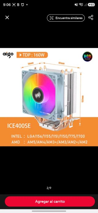 Disipador CPU Aigo ICE200PRO RGB Intel/AMD