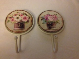 Colgadores rústicos flores metal (2 uds)