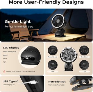 SIN ABRIR Mini Ventilador Portátil Luces y Pinza