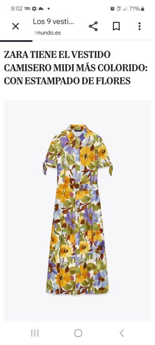 Vestido ZARA flores camisero