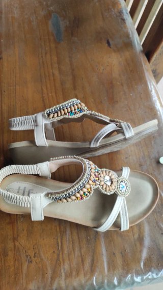 Sandalias HFS Shoes Mujer Talla 37 Beige
