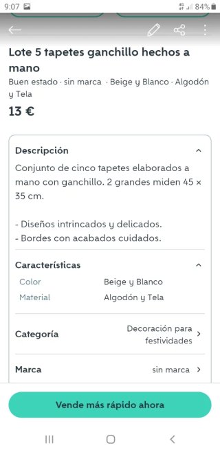Lote 5 tapetes ganchillo hechos a mano