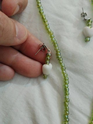 Conjunto collar y pendientes corazón Murano