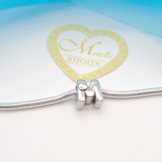 Charm argento 925 lettera M cuoricino oro cuore
