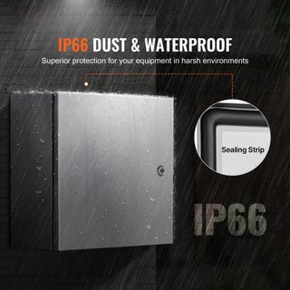 Caja de acero inoxidable NEMA, 300 x 300 x 200 mm, caja eléctrica NEMA 4X, impermeable y a prueba de polvo IP66, caja de conexión eléctrica para interiores/exteriores, con placa de montaje