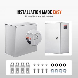 Caja de acero inoxidable NEMA, 300 x 300 x 200 mm, caja eléctrica NEMA 4X, impermeable y a prueba de polvo IP66, caja de conexión eléctrica para interiores/exteriores, con placa de montaje