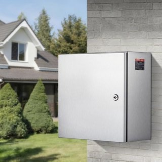 Caja de acero inoxidable NEMA, 300 x 300 x 200 mm, caja eléctrica NEMA 4X, impermeable y a prueba de polvo IP66, caja de conexión eléctrica para interiores/exteriores, con placa de montaje
