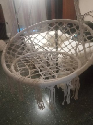 Asiento Colgante Macramé Algodón Blanco