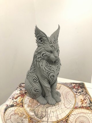 Escultura Gato Estilo Maine Coon 19cm