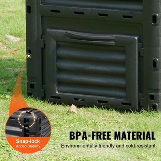 Bin de Compostaje de Jardín 80 Gal, Composter Libre de BPA, Bin de Compostaje de Gran Capacidad para Exterior con Tapa Superior y Puerta Inferior, Montaje Fácil, Ligero, Creación Rápida de Suelo F...