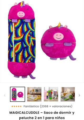 Saco de dormir unicornio arcoíris 2 en 1
