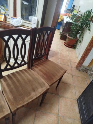 Juego 3 Sillas Vintage Madera Tapizadas