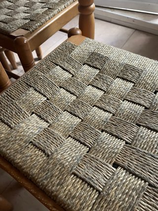 Mesa y 4 Sillas Comedor Madera Rattan