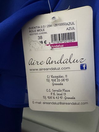 Vestido azul con cinturón dorado T38