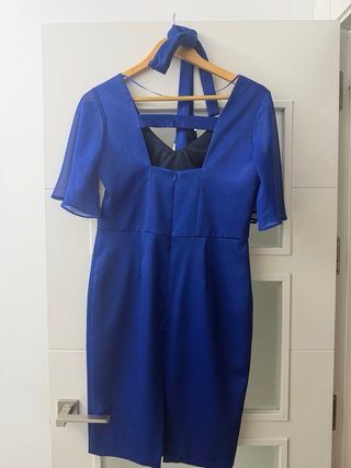 Vestido azul con cinturón dorado T38