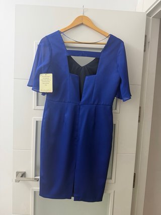 Vestido azul con cinturón dorado T38