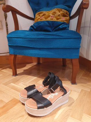 Sandalias cuña negras talla 37 marca Oh my sandals