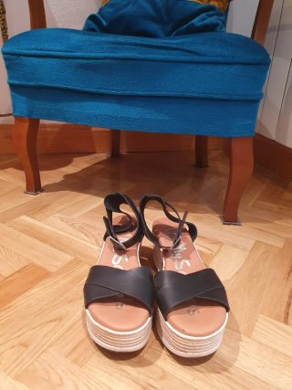 Sandalias cuña negras talla 37 marca Oh my sandals