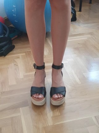 Sandalias cuña negras talla 37 marca Oh my sandals