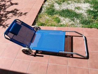 Tumbona plegable con ruedas y colchóncillo