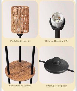 Lampada da terra vintage con ripiani